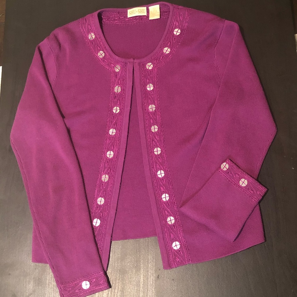 Anthropologie Shu Shu Cardigan with beaded trim